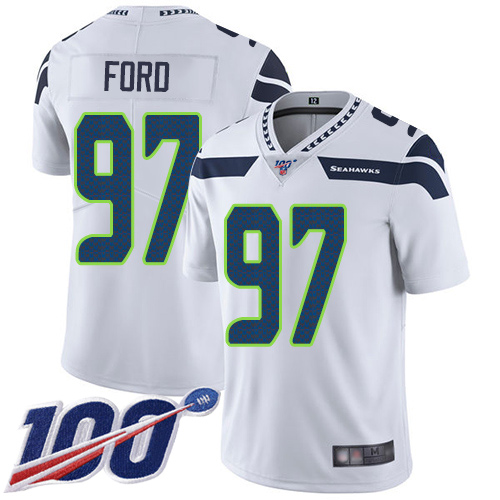 Seattle Seahawks Limited White Men Poona Ford Road Jersey NFL Football 97 100th Season Vapor Untouchable